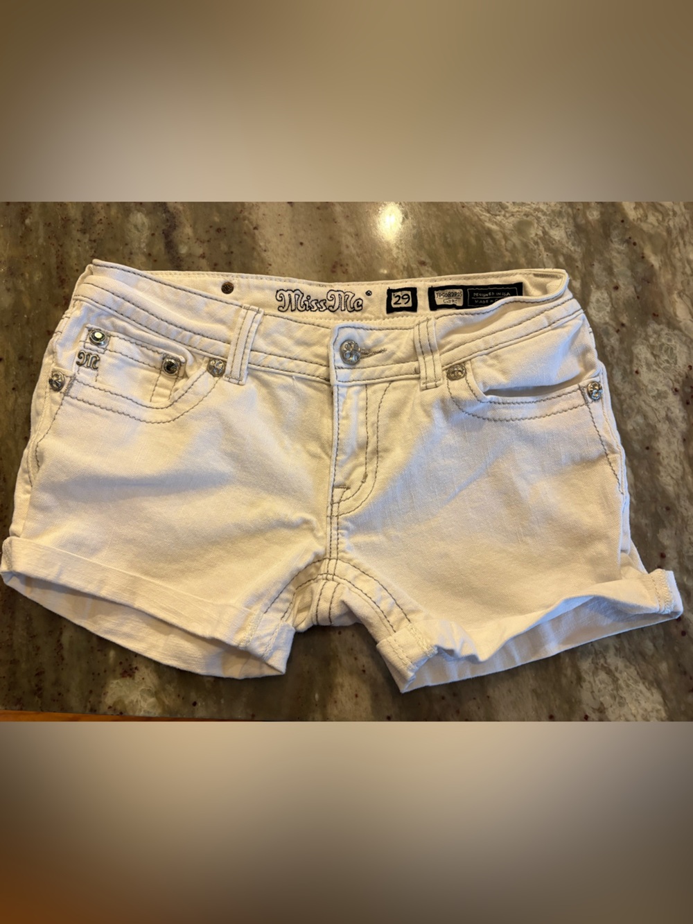 Miss Me White Denim Capri Shorts